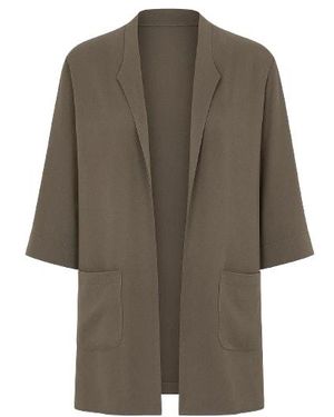 Conquista Open Front Khaki Cardigan - Brown