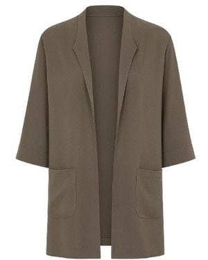 Conquista Open Front Khaki Cardigan - Brown