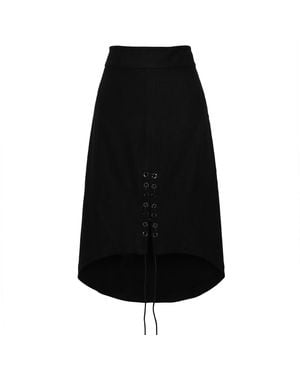 Smart and Joy Front Lacing Suede Skirt - Black