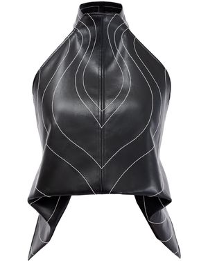 Kargede Vegan Leather Halter Top - Grey