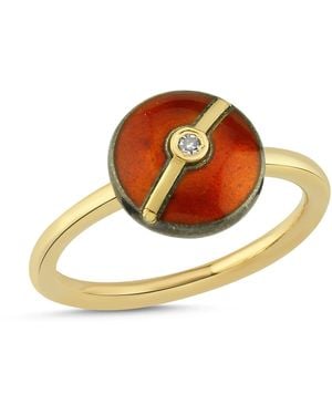 Ecce | Artisan Diamonds Enamelled Mini Multi Diamond Buttons 14K Ring - Metallic