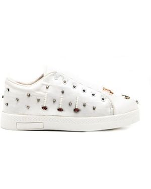 Rettrose Amara Luxury Satin Handmade Embellished Tennis Shoe - White