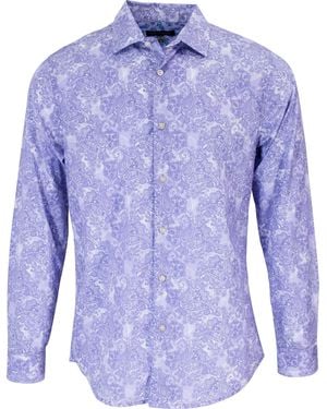 lords of harlech Nigel Paisley Wave Shirt In Lavender - Blue