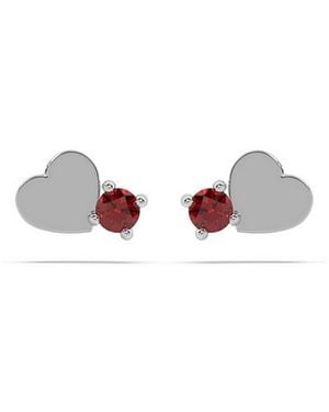 Onia Ruby Heart Studs - Metallic