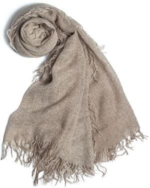 Bel Cashmere Cashmere Foulard With Fringes Organic - Gray