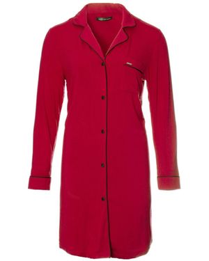 Pretty You London Bamboo Viscose Button-Up Nightshirt - Red