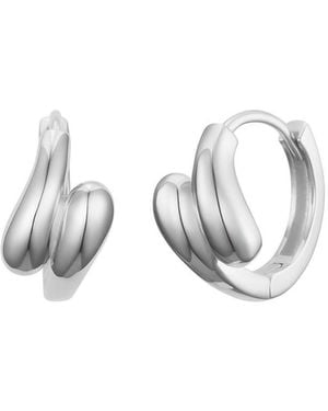 Cote Cache Double Teardrop Dome Huggie Hoop Earrings - Metallic