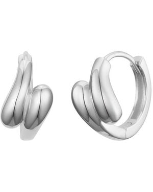 Cote Cache Double Teardrop Dome Huggie Hoop Earrings - Metallic