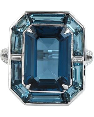 Artisan 14K London Topaz & Diamond Cocktail Ring - Blue