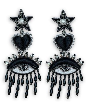 VETKA Three-Part Statement Earrings – Dark Charm - Black