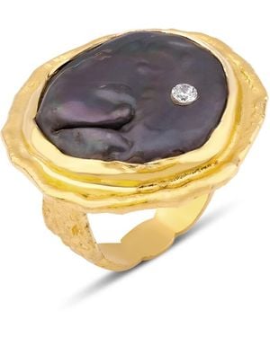Ece London The Aphrodite's Tear Baroque Pearl Ring - Metallic