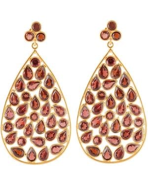 Opium Jewels Dew Drop Jali Stud Earrings - Orange