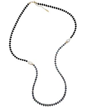 Farra Pearls And Obsidian With Baroque Pearls Multi-Ways Necklace - Brown