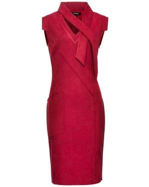 Smart and Joy V-Neck Structured Cut Suede Dress