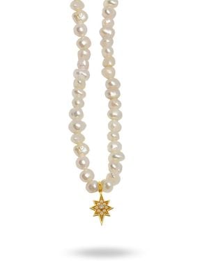 LINYA JEWELLERY North Star Pearl Necklace - Metallic