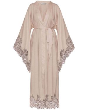 Avenue 8 Neutrals Lace Detailed Maxi Robe - Natural