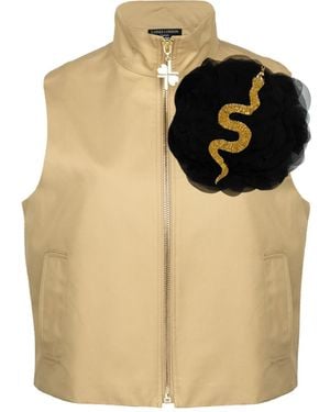 House of Laines London Neutrals Laines Couture Hand Embellished & Snake Flower Cropped Trench Gilet - Natural