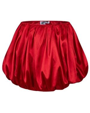 Amy Lynn Claudia Satin Ultra Mini Puffball Skirt - Red