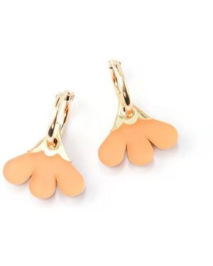 By Chavelli Baby Daisy Dangly Hoop Earrings - Metallic