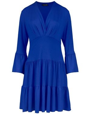 Conquista Royal Jersey Tiered Dress - Blue