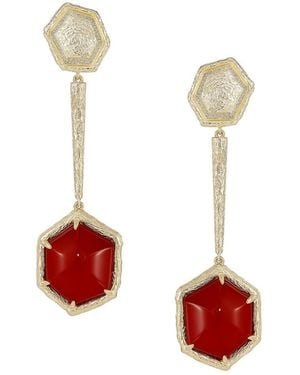 Retro Chic Agate Tiger Earrings - Red