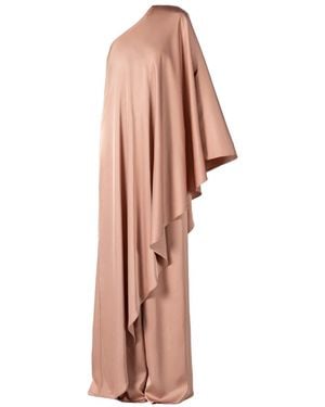 LIA ARAM Neutrals Mono Drape Greige Gown - Pink