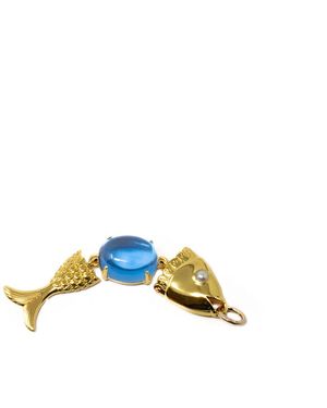 NASI SILVER Swimming Fish Neshama Pendant- Spinel - Blue