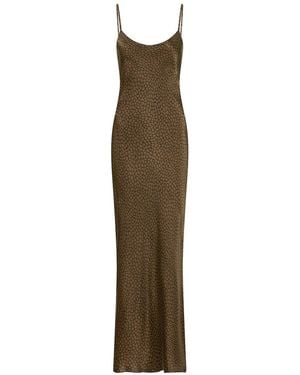 Lily Rou Marina Silk Midi Slip Dress - Brown