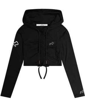 Cloud Haven Signature Ruched Logo Hoodie - Black