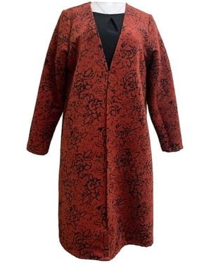 Saniya Khan Rust Rose Wool Jacket - Red