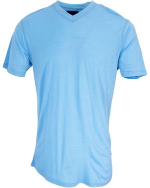 lords of harlech Victor V-Neck Merino Shirt - Blue