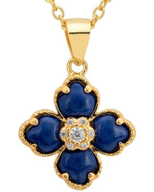 LÁTELITA London Flower Clover Lapis Lazuli Pendant Necklace - Blue