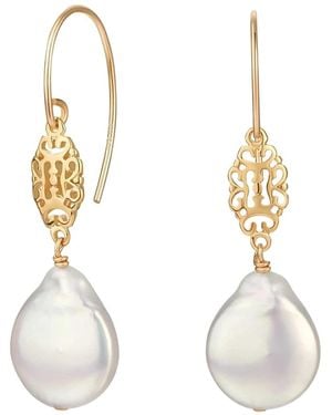 Katy Faye Juniper Pearl Earrings - White