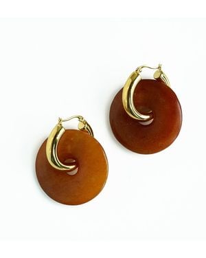 Edgar Navarro Jewelry Edgar Navarro Agate Hoop Earrings - Brown