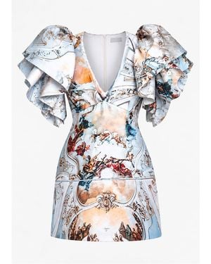 Maxjenny Large Rufflearm Mini Dress - White