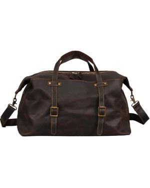 Touri Large Genuine Leather Holdall - Black