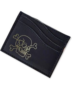 VIDA VIDA Leather Card Holder Skull - Blue