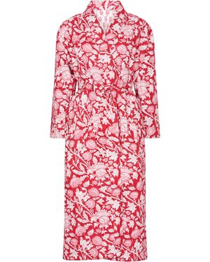 NoLoGo-chic Luxury Quilted Hand Block Printed Robe - Red