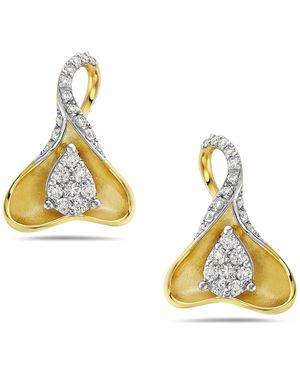 Artisan Genuine White Diamond Designer Stud Earrings Solid Gold Jewellery - Metallic