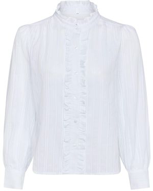 Guinea London Frilled Cotton Blouse - White