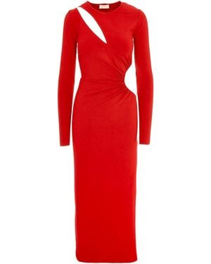 ROSERRY Mykonos Slinky Jersey Cut Out Ankle Dresss - Red