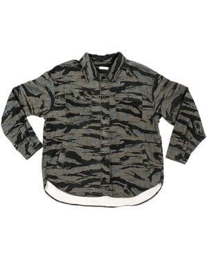 Ariko Ocean Tiger Bucky Camo Split Hem Shirt Jacket - Green