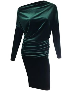 Me & Thee Money Maker Velvet Drop Shoulder Dress - Green