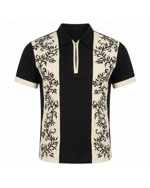 International Appeal Embroidered Panel Shirt - Black
