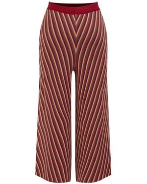 Peraluna Mentha Jacquard Striped Knitwear Culotte Trousers - Red