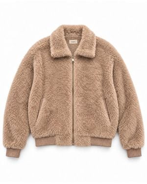 ROAV Soft Camel Zip Bomber Jacket - Brown