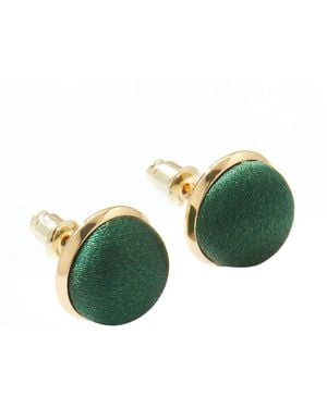 Soft Strokes Silk Pure Silk Brocade Earrings - Green