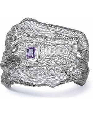 German Kabirski Kinui Limited Edition & Titanium Mesh Bracelet With Natural Amethyst - Grey