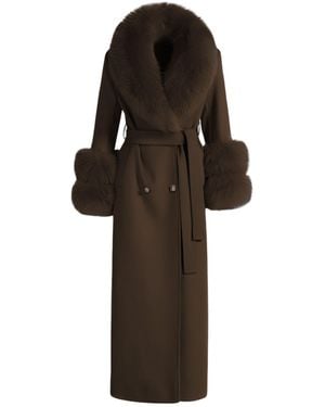 Hortons England Mayfair Cashmere Long Coat Chocolate - Brown