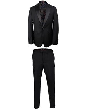 DAVID WEJ Alfredo Dress Single Breasted Satin Peak Lapel Tuxedo Set – - Black